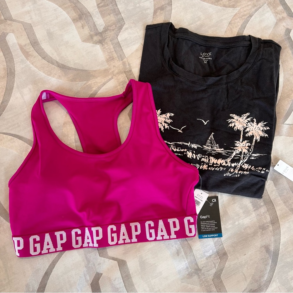 NWT GAP gapfit Pink T back Sports Bra